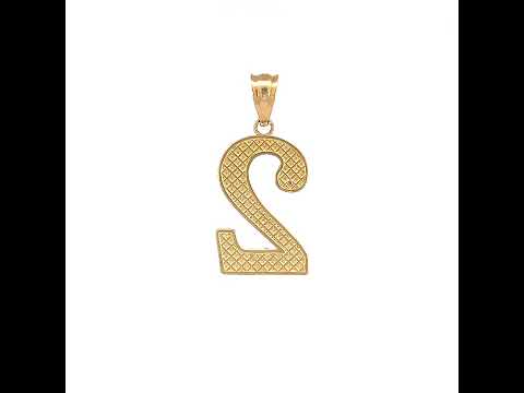 10K Yellow Gold Unisex Number 2 Nugget Charm Pendant