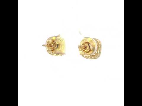 10K Yellow Gold Womens Black White Cubic-Zirconia Square Fashion Stud Earrings