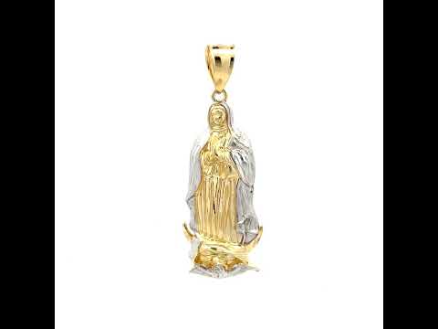 10K Two-tone Gold Mens Guadalupe Religious Charm Pendant