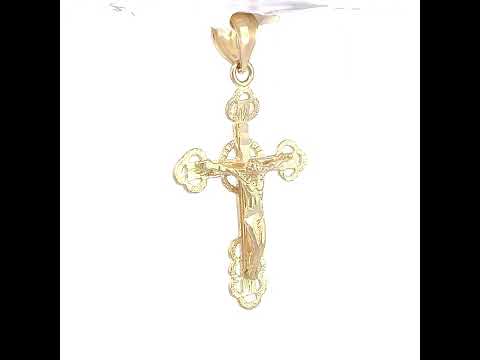 10K Yellow Gold Womens Crucifix Cross Religious Charm Pendant
