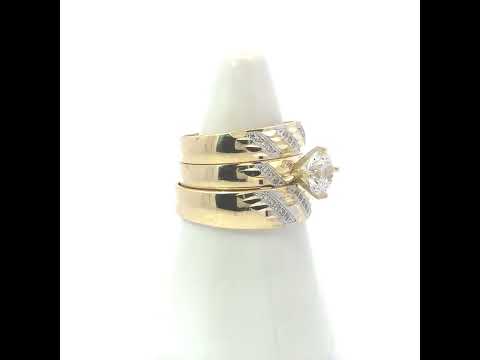 10K Two-Tone Gold Womens Cubic Zirconia Dc Trio Ring Set