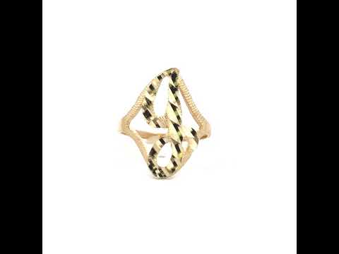 10K Yellow Gold Womens Diamond-Cut Textured Initial Letter J Band Ring