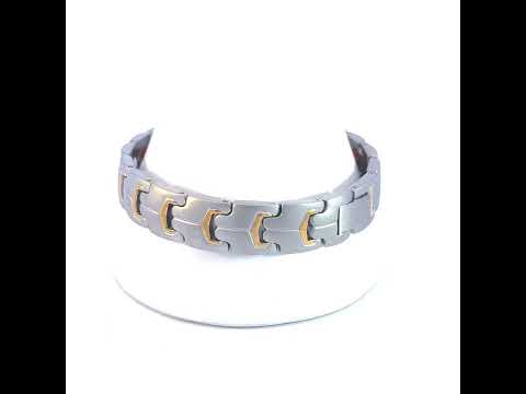 Stainless Steel Yellow-tone Mens Fashion Bracelet Size 8 Inches