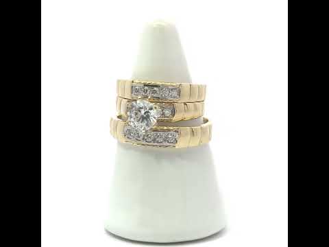 10K Two-tone Gold Cubic-Zirconia His & Hers Trio Ring Set