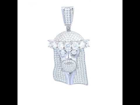 925 Sterling Silver Mens 4.11ct Moissanite Jesus Religious Charm Pendant