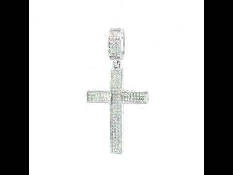 925 Sterling Silver Mens 0.74ct Moissanite Cross Religious Charm Pendant