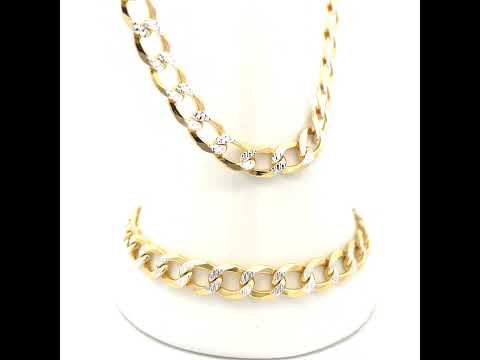 925 Silver Solid Super Flat Cuban Chain Two-tone 7.4mm-20