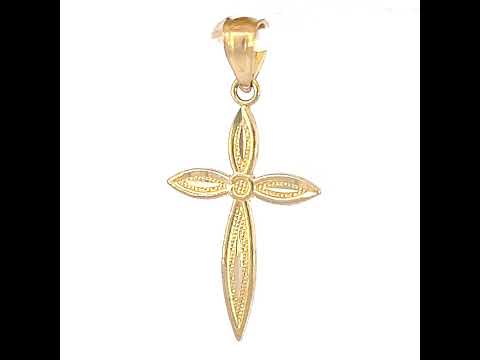 10K Yellow Gold Unisex Cross Religious Charm Pendant
