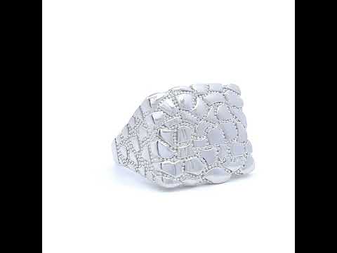 925 Sterling Silver Mens Nugget Square Head Fashion Ring