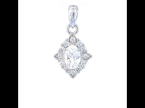 925 Sterling Silver Womens Oval Round Cubic-Zirconia Fashion Charm Pendant