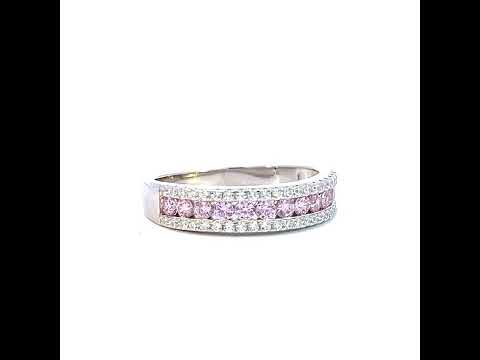 925 Sterling Silver Womens Pink White Cubic-Zirconia Fashion Ring Size 7