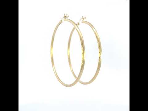 10K Yellow Gold Womens Diamond-Cut 50 mm x 2 mm Round Tube Hoop Earrings