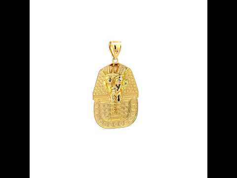 10K Yellow Gold Mens Pharaoh Egyptian Charm Pendant