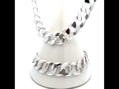 925 Silver Solid Super Flat Cuban Chain Silver 13.7mm