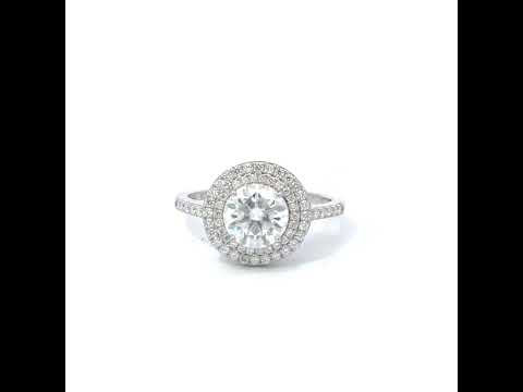 925 Sterling Silver Womens Moissanite Halo Engagement Ring Size 7