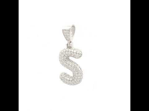 925 Sterling Silver 0.90ct Moissanite Initial Alphabet S Charm Pendant