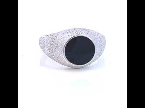925 Sterling Silver Mens Black Enameled Fashion Ring Size 8