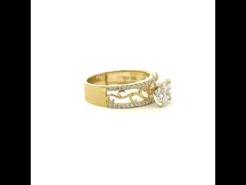 10K Yellow Gold Womens Cubic-Zirconia Engagement Ring