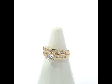 10K Yellow Gold Womens Cubic-Zirconia Duo Bridal Ring Set