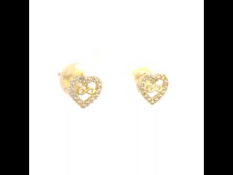10K Yellow Gold Womens Cubic-Zirconia Heart Infinity Love Stud Earrings