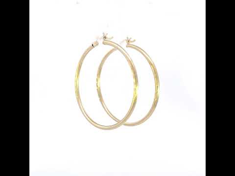 10K Yellow Gold Womens Diamond-Cut 40 mm x 2 mm Round Tube Hoop Earrings