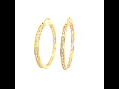 925 Sterling Silver Womens Cubic-Zirconia Inside-Out 3mm-36 Hoop Earrings