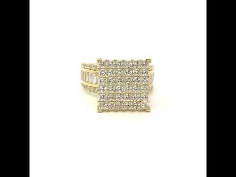 10K Yellow Gold Mens Princess-cut Baguette Cubic-Zirconia Square Head Pinky Ring