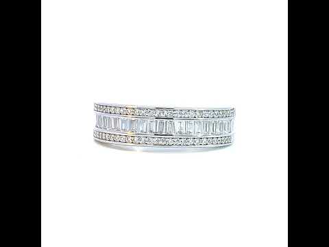 925 Sterling Silver Mens Baguette Round Cubic-Zirconia Fashion Wedding Band Ring Size 12