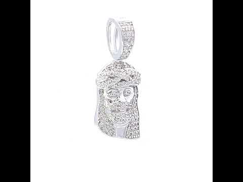 925 Sterling Silver Mens 0.45ct Moissanite Jesus Religious Charm Pendant