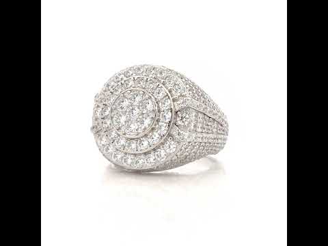925 Sterling Silver Mens Cubic-Zirconia Cluster Round Head Fashion Ring Size 11