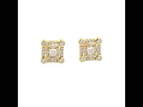 925 Sterling Silver Yellow-Tone Womens Round Marquise/Princess-cut 0.55ct, 1.28ct Moissanite Square Fashion Stud Earrings