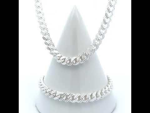 925 Silver Solid Miami Cuban Pyramid Chain Silver 7mm-18"