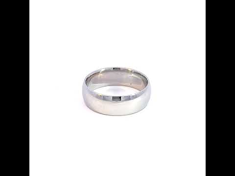 10K White Gold Unisex 7mm Comfort-Fit Wedding Band Ring Size 9