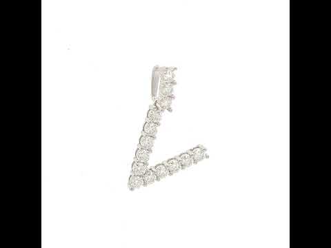 925 Sterling Silver Unisex 1.41ct Moissanite Initial Alphabet V Charm Pendant