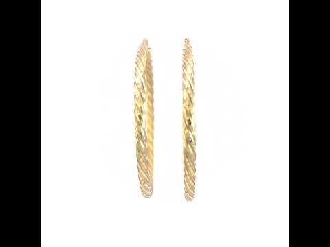 10K Yellow Gold Womens Diamond-cut Spotted Patterned Fancy Hoop Earrings 4mm-63