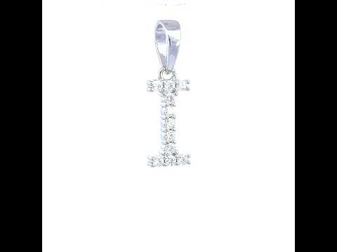 925 Sterling Silver Unisex 0.35ct Moissanite Initial I Alphabet Charm Pendant