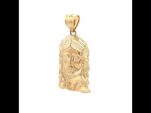 10K Yellow Gold Mens Jesus Religious Charm Pendant