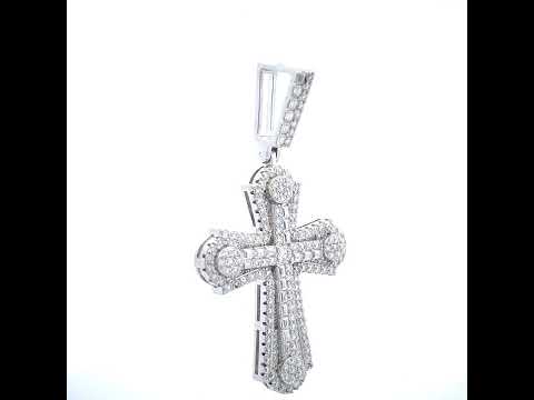 925 Sterling Silver Mens 4.06ct Round 0.95ct Baguette Moissanite Cross Religious Pendant