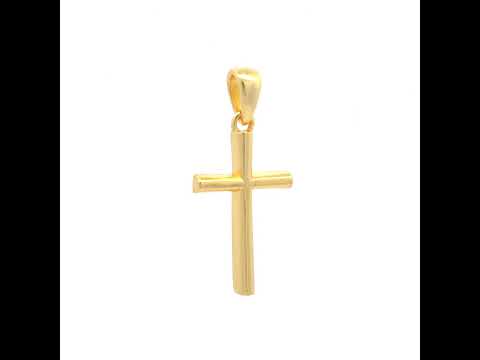 925 Sterling Silver Yellow-tone Unisex Without CZ Cross Religious Charm Pendant