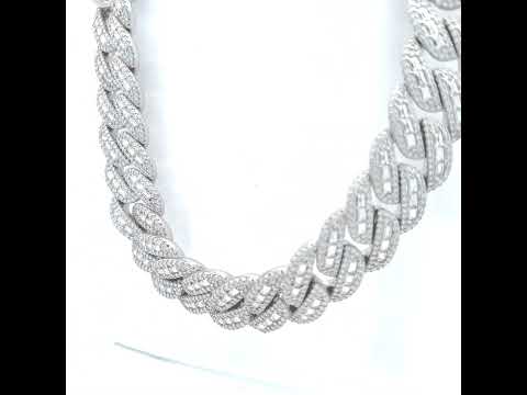 925 Sterling Silver 79.25ct Moissanite Miami Cuban Chain 18mm 22 Inches