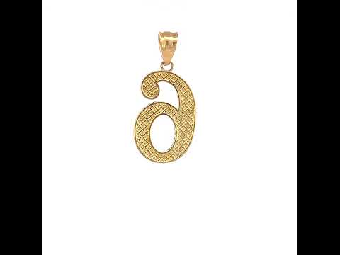 10K Yellow Gold Unisex Number 6 Charm Pendant