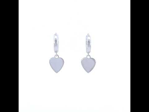 925 Sterling Silver Womens Cubic-Zirconia Heart Dangle Hoop Earrings