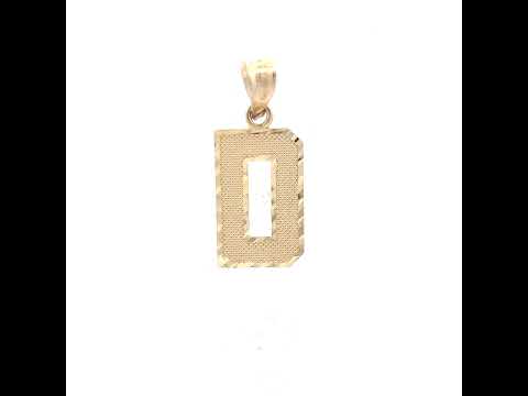 10K Yellow Gold Unisex Textured Initial Letter D Charm Pendant