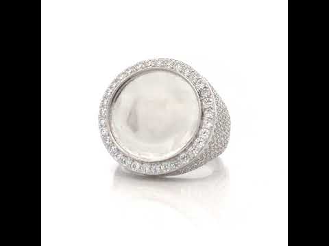 925 Sterling Silver Mens Cubic-Zirconia Cluster Round Head Fashion Ring