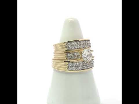 10K Two-tone Gold Cubic-Zirconia His & Hers Trio Ring Set