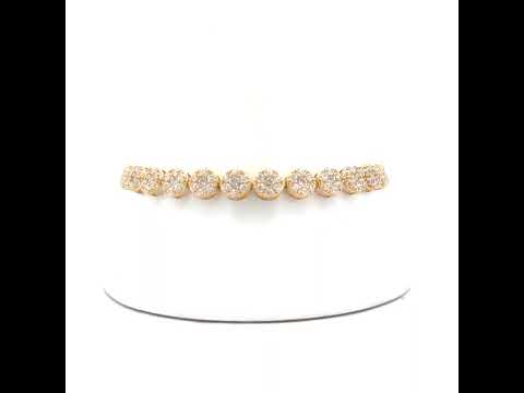 10K Yellow Gold Womens Cubic-Zirconia Flower Link Fashion Bracelet Size 7.5 Inches