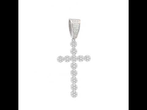925 Sterling Silver Mens 1.68ct Moissanite Cross Religious Charm Pendant