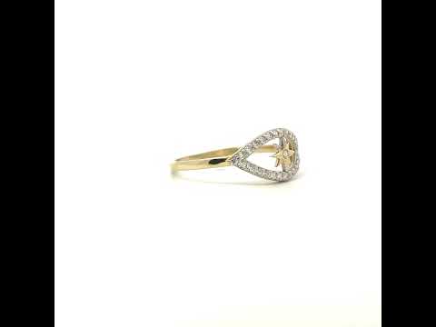 10K Two-tone Gold Women Cubic-Zirconia Evil Eye Good Luck Ring