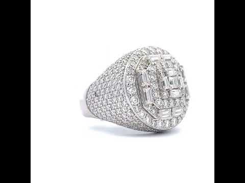 925 Sterling Silver Mens Baguette Round 5.20ct, 1.81ct Moissanite Round Head Fashion Ring S9