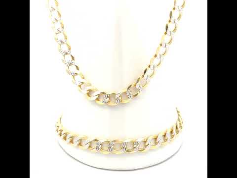 925 Silver Solid Super Flat Cuban Chain Two-tone 6.8mm-7